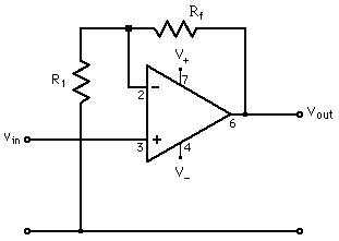Schematic diagram non-inverting amplifier
